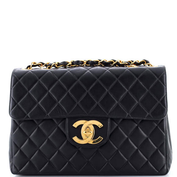 Chanel Jumbo Vintage Classic Single Flap Bag Quilted Lambskin - Picture 1 of 8